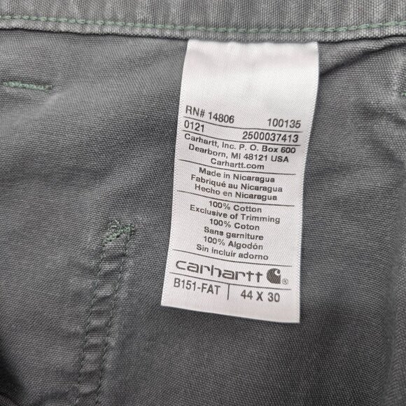 Carhartt Original Dungaree Fit B151 FAT Men's Work Pants Gray 44x30 - Picture 9 of 11
